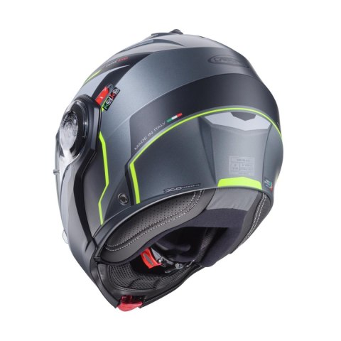 CABERG KASK SZCZĘKOWY FLIP-UP MODEL DUKE EVO MOVE KOLOR SZARY MAT/CZARNY/ŻÓŁTY FLUO ROZMIAR L (PINLOCK W ZESTAWIE)
