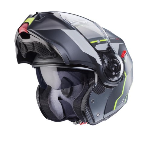 CABERG KASK SZCZĘKOWY FLIP-UP MODEL DUKE EVO MOVE KOLOR SZARY MAT/CZARNY/ŻÓŁTY FLUO ROZMIAR XL (PINLOCK W ZESTAWIE)