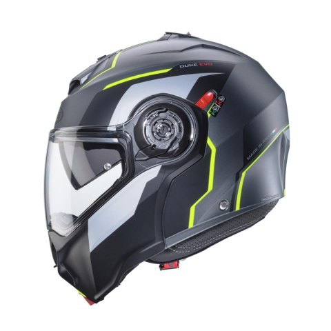 CABERG KASK SZCZĘKOWY FLIP-UP MODEL DUKE EVO MOVE KOLOR SZARY MAT/CZARNY/ŻÓŁTY FLUO ROZMIAR S (PINLOCK W ZESTAWIE)