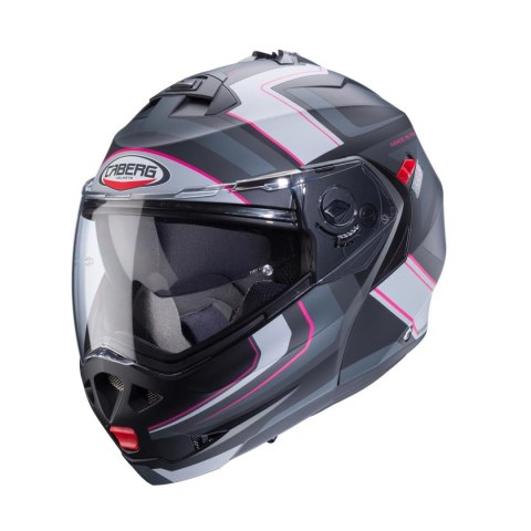 CABERG KASK SZCZĘKOWY FLIP-UP MODEL DUKE X KOLOR CZARNY MAT/SZARY/SREBRNY/FUKSJA (INTENSYWNY ODCIEŃ RÓŻOWEGO) ROZMIAR S (PINLOCK