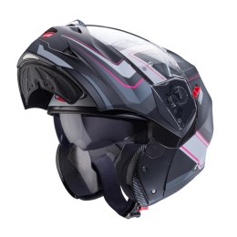 CABERG KASK SZCZĘKOWY FLIP-UP MODEL DUKE X KOLOR CZARNY MAT/SZARY/SREBRNY/FUKSJA (INTENSYWNY ODCIEŃ RÓŻOWEGO) ROZMIAR S (PINLOCK