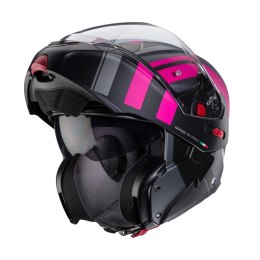 CABERG KASK SZCZĘKOWY FLIP-UP MODEL HORUS X ROAD KOLOR SZARY MAT/CZARNY/FUKSJA (INTENSYWNY ODCIEŃ RÓŻOWEGO) ROZMIAR M (PINLOCK W