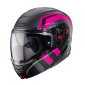 CABERG KASK SZCZĘKOWY FLIP-UP MODEL HORUS X ROAD KOLOR SZARY MAT/CZARNY/FUKSJA (INTENSYWNY ODCIEŃ RÓŻOWEGO) ROZMIAR S (PINLOCK W