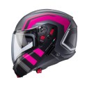 CABERG KASK SZCZĘKOWY FLIP-UP MODEL HORUS X ROAD KOLOR SZARY MAT/CZARNY/FUKSJA (INTENSYWNY ODCIEŃ RÓŻOWEGO) ROZMIAR S (PINLOCK W