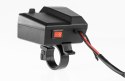 BIKETEC MOTOCYKLOWE PODWÓJNE GNIAZDO USB QUICK CHARGE 3.0 Z WOLTOMIERZEM I WSKAŹNIKIEM TEMPERATURY ZEWNĘTRZNEJ MONTAŻ NA KIEROWN