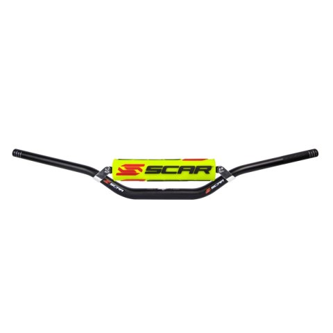 SCAR RACING KIEROWNICA Z POPRZECZKĄ 28,6MM MODEL MCGRATH/SHORT BEND KOLOR CZARNY GĄBKA ŻÓŁTY/BIAŁY