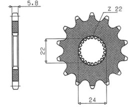 SUNSTAR ZĘBATKA PRZEDNIA 406 14 APRILIA RED ROSE/PEGASO 125 '88-'99, RS 125 '93-'99, TUAREG RALLY/WIND 125 '89-'93, TUONO 125 '0