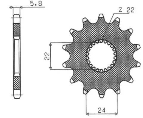 SUNSTAR ZĘBATKA PRZEDNIA 406 14 APRILIA RED ROSE/PEGASO 125 '88-'99, RS 125 '93-'99, TUAREG RALLY/WIND 125 '89-'93, TUONO 125 '0