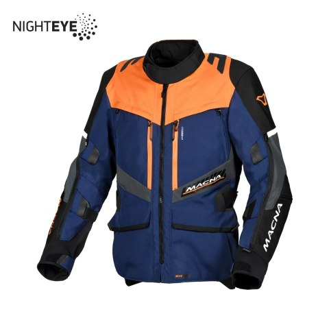 MACNA WYPRZEDAŻ KURTKA DOMANE MOTORCYCLE JACKET DARK BLUE/ORANGE/BLACK KOLOR GRANATOWY/POMARAŃCZOWY/CZARNY ROZMIAR M