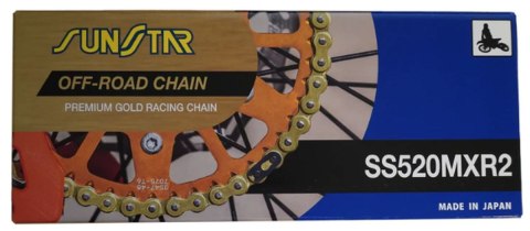 SUNSTAR ŁAŃCUCH NAPĘDOWY 520MXR2-114G MOTOCROSS DO 500 CCM, KOLOR ZŁOTY (38,4KN) (520ERT3) OTWARTY + ZAPINKA - ZASTĘPUJE SS520MX