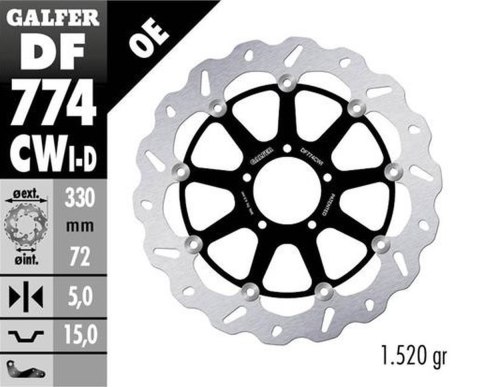 GALFER TARCZA HAMULCOWA PRZÓD DUCATI 1098 '07-'08; 1198S/R '09-; 1103/1199/1299 PANIGALE '12-; MULTISTRADA 1103 V4 '21-23 (LEWA)