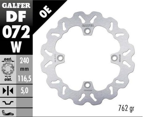 GALFER TARCZA HAMULCOWA TYŁ HONDA CBF 500N '04-; CB 600 HORNET '07-; CBF 600S/N '04-; CB 750 HORNET '22- (WAVE FIXED) (240X116,5