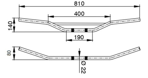 BUZZETTI KIEROWNICA STALOWA Z POPRZECZKĄ ŚREDNICA 22MM KOLOR CZARNY