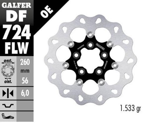 GALFER TARCZA HAMULCOWA PRZÓD HARLEY-DAVIDSON (260X56X6) PŁYWAJĄCA (WAVE DISC FLOATING) (PATRZ OPIS)