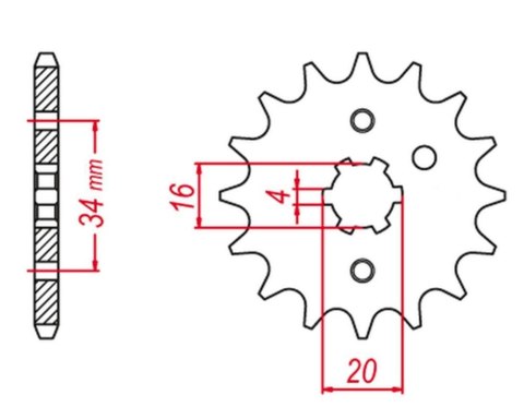 GROSSKOPF PROMOCJA ZĘBATKA PRZEDNIA 263 15 YAMAHA DT125 LC '82-'88, TZR125, SR125 JUNAK 125 (JTF1263.15)