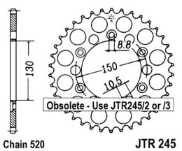 JT ZĘBATKA TYLNA 270 44 YAMAHA WR 250R '08-'20 (27044JT) (ŁAŃC. 520)