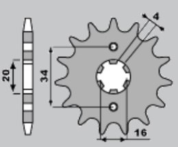 PBR ZĘBATKA PRZEDNIA 263 16 18NC YAMAHA DT/TZR/SR/RD 125 (ŁAŃC. 428)