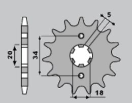 PBR ZĘBATKA PRZEDNIA 264 16 18NC KYMCO 125/ YAMAHA 125 (ŁAŃC. 428)