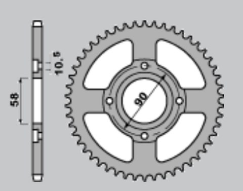 PBR ZĘBATKA TYLNA 279 45 C45 KTM 125 DUKE 11-13 (JTR273.45) (ZAMIENNA Z 4668 45) (ŁAŃC. 520) (OTWÓR 8,5MM)