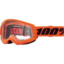 100 PROCENT GOGLE MODEL STRATA 2 YOUTH JUNIOR NEON ORANGE - CLEAR LENS - KOLOR POMARAŃCZOWY/CZARNY SZYBKA PRZEŹROCZYSTA