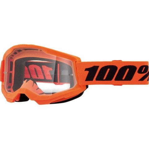 100 PROCENT GOGLE MODEL STRATA 2 YOUTH JUNIOR NEON ORANGE - CLEAR LENS - KOLOR POMARAŃCZOWY/CZARNY SZYBKA PRZEŹROCZYSTA