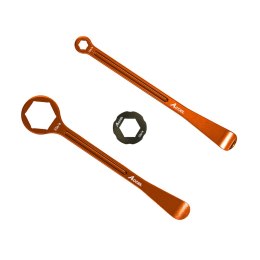 ACCEL 2024/01 KOMPLET ŁYŻEK DO OPON ALU KUTE Z KLUCZAMI OCZKOWYMI 32, 22, 12, 10 MM KOLOR POMARANCZOWY