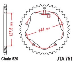 JT ZĘBATKA TYLNA 4320M 43 ALUMINIOWA (ERGAL) DUCATI MONSTER 800 S2R '05-'07, HYPERMOTARD 950 '19-'23, BIPOSTO 748/S '95-'03 (ŁAŃ