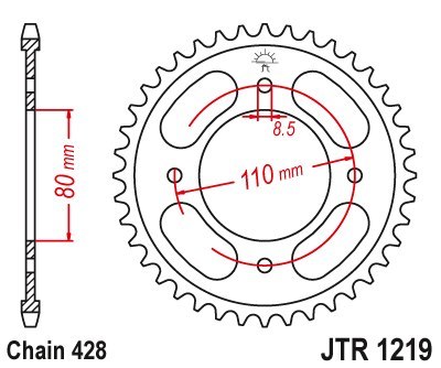 JT ZĘBATKA TYLNA 4597 41 HONDA CBF 125 '21-'23 (459741JT) (ŁAŃC. 428) OEM: 41200-K0N-E00 - ZAMÓWIĆ