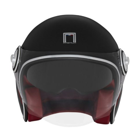 NOX PREMIUM KASK OTWARTY JET HERITAGE LINE KOLOR CZARNY MAT/CZERWONY/BIAŁY ROZMIAR M