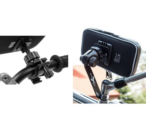 BIKETEC KOMPLET ETUI WODOODPORNYCH Z UCHWYTEM NA KIEROWNICĘ EXTREME® OBROTOWE 360 + POD LUSTERKO NA TELEFON / SMARTFON / NAWIGAC