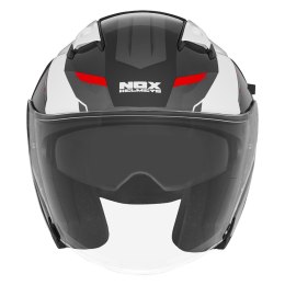 NOX KASK OTWARTY JET Z BLENDĄ N130 KLINT KOLOR BIAŁY/CZERWONY ROZMIAR S