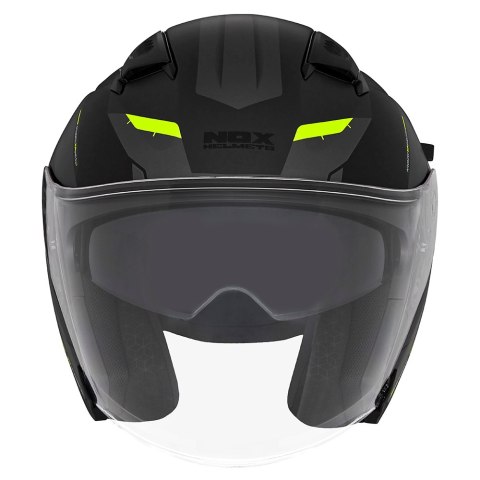 NOX KASK OTWARTY JET Z BLENDĄ N130 KLINT KOLOR CZARNY MAT/ZÓŁTY FLUO ROZMIAR M