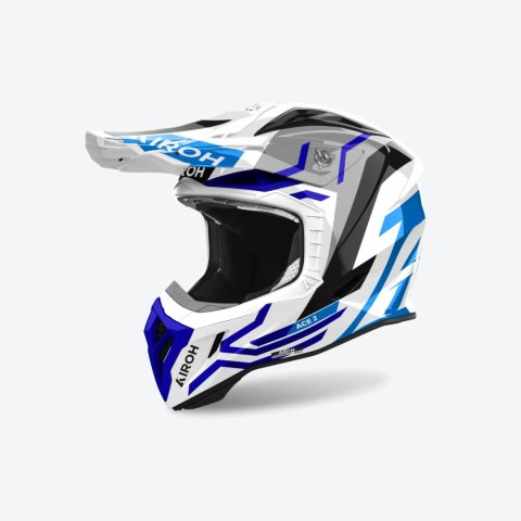 AIROH KASK CROSS / ENDURO / ATV / QUAD AVIATOR ACE 2 GROUND BLUE GLOSS KOLOR SZARY/BIAŁY/NIEBIESKI ROZMIAR L