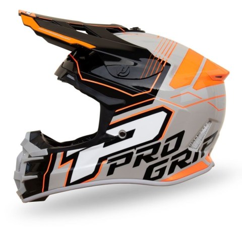 PROGRIP 2024/06 KASK CROSS PG3080 ADVENTURE KOLOR SZARY CZARNY POMARAŃCZOWY ROZM. M (3080-211) ( HOMOLOGACJA ECE 22R06, ZAPIĘCIE