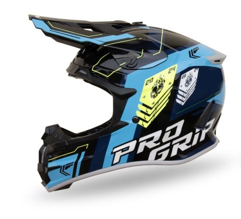 PROGRIP 2024/06 KASK CROSS PG3080 SPIRITS KOLOR CZARNY NIEBIESKI ROZM. L (3080-150) ( HOMOLOGACJA ECE 22R06, ZAPIĘCIE DD )
