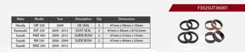 SHOWA 2024/07 ZESTAW NAPRAWCZY AMORTYZATORA PRZEDNIEGO HONDA CRF 250 '09, KAWASAKI KXF 250 '09-'12, SUZUKI RMZ 450 '09-'12, RM 2