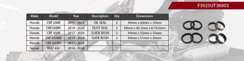 SHOWA 2024/07 ZESTAW NAPRAWCZY AMORTYZATORA PRZEDNIEGO HONDA CRF 250 R '15-'24, CRF 250 RX '19-'24, CRF 450 R '17-'24, CRF 450 R