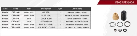 SHOWA 2024/07 ZESTAW NAPRAWCZY AMORTYZATORA TYLNEGO HONDA CRF 250 R '18-'21, CRF 450 R '17-'20, CRF 450 L '19, CRF 450 X '19, CR