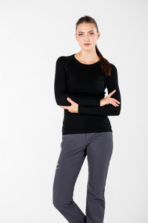 WOOLONA ALIZE KOSZULKA TERMOAKTYWNA DAMSKA Z DŁUGIM RĘKAWEM (100% WEŁNY MERINO) KOLOR CZARNY ROZMIAR XL