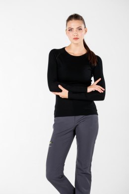 WOOLONA ALIZE KOSZULKA TERMOAKTYWNA DAMSKA Z DŁUGIM RĘKAWEM (100% WEŁNY MERINO) KOLOR CZARNY ROZMIAR L