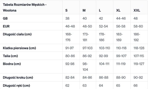 WOOLONA ATLAS BIELIZNA TERMOAKTYWNA MĘSKA (SPODNIE) (100% WEŁNY MERINO) KOLOR ANTRACYT ROZMIAR M