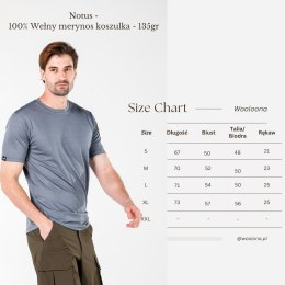 WOOLONA NOTUS KOSZULKA TERMOAKTYWNA MĘSKA (T-SHIRT) (100% WEŁNY MERINO) KOLOR CZARNY ROZMIAR M