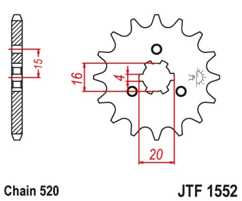 JT ZĘBATKA PRZEDNIA YAMAHA YTM 200 '83-85' ( (ŁAŃC. 520) NA ZAMÓWIENIE